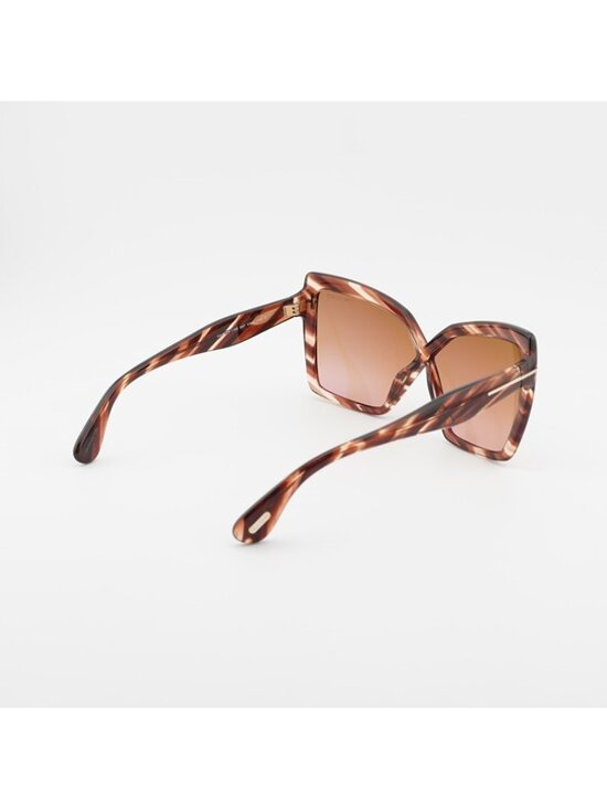 Tom Ford Fiore FT1195 54F Sunglasses Red Havana Cat Eye Frame, Brown Lenses